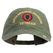 U.S. Army 24th Infantry Division Embroidered Washed Solid Pigment Dyed Cotton Twill Brass Buckle Cap - Olive OSFM