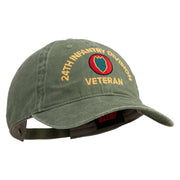U.S. Army 24th Infantry Division Embroidered Washed Solid Pigment Dyed Cotton Twill Brass Buckle Cap - Olive OSFM