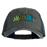 Succulent Arrangement Embroidered Low Profile Special Cotton Mesh Cap - Green OSFM