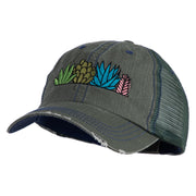 Succulent Arrangement Embroidered Low Profile Special Cotton Mesh Cap - Green OSFM