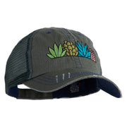 Succulent Arrangement Embroidered Low Profile Special Cotton Mesh Cap - Green OSFM