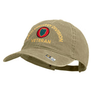 U.S. Army 24th Infantry Division Embroidered Washed Solid Pigment Dyed Cotton Twill Brass Buckle Cap - Khaki OSFM
