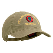 U.S. Army 24th Infantry Division Embroidered Washed Solid Pigment Dyed Cotton Twill Brass Buckle Cap - Khaki OSFM