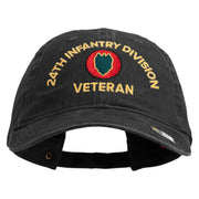 U.S. Army 24th Infantry Division Embroidered Washed Solid Pigment Dyed Cotton Twill Brass Buckle Cap - Black OSFM
