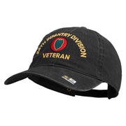 U.S. Army 24th Infantry Division Embroidered Washed Solid Pigment Dyed Cotton Twill Brass Buckle Cap - Black OSFM