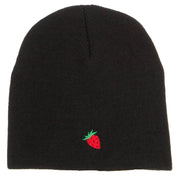 Mini Strawberry Embroidered Short Beanie