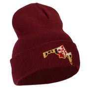 Maryland State Flag Map Embroidered Long Beanie