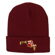 Maryland State Flag Map Embroidered Long Beanie