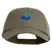 Blueberries Embroidered Low Profile Pet Spun Washed Cap - Olive OSFM