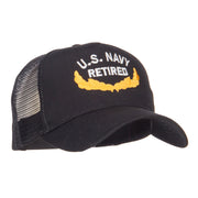 US Navy Retired Emblem Embroidered Mesh Cap