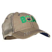 Brazil BRA Flag Embroidered Low Profile Cotton Mesh Cap