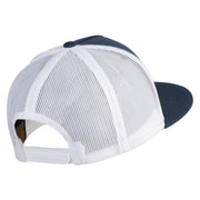 Lily Pads Embroidered Classic 5 Panel Two Tone Mesh Trucker Snapback Cap - Navy-White OSFM