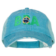 Brazil BRA Flag Embroidered Low Profile Cotton Mesh Cap