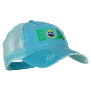 Brazil BRA Flag Embroidered Low Profile Cotton Mesh Cap