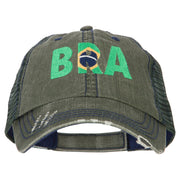 Brazil BRA Flag Embroidered Low Profile Cotton Mesh Cap