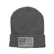 Silver American Flag Embroidered Beanie