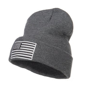 Silver American Flag Embroidered Beanie