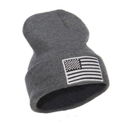 Silver American Flag Embroidered Beanie