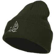 Sailboat Embroidered Heavy Ribbed Long Beanie