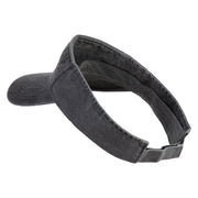 Aloe Plant Embroidered Washed Pigment Dyed Cotton Twill Visor - Black OSFM