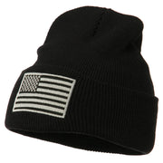 Silver American Flag Embroidered Beanie