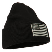 Silver American Flag Embroidered Beanie