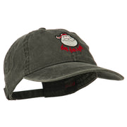 Santa's Face Ho Ho Ho Embroidered Washed Dyed Cap