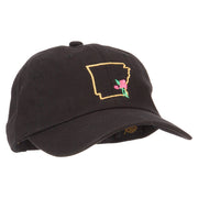 Arkansas Apple Blossom with Map Embroidered Unstructured Washed Cap