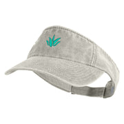 Aloe Plant Embroidered Washed Pigment Dyed Cotton Twill Visor - Beige OSFM
