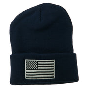 Silver American Flag Embroidered Beanie