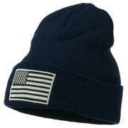 Silver American Flag Embroidered Beanie