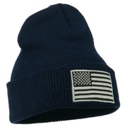 Silver American Flag Embroidered Beanie