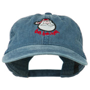 Santa's Face Ho Ho Ho Embroidered Washed Dyed Cap