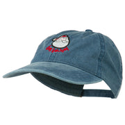 Santa's Face Ho Ho Ho Embroidered Washed Dyed Cap