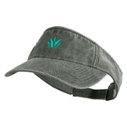 Aloe Plant Embroidered Washed Pigment Dyed Cotton Twill Visor - Olive OSFM