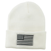 Silver American Flag Embroidered Beanie