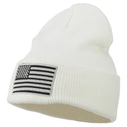 Silver American Flag Embroidered Beanie