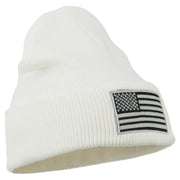 Silver American Flag Embroidered Beanie