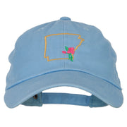 Arkansas Apple Blossom with Map Embroidered Unstructured Washed Cap