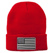 Silver American Flag Embroidered Beanie