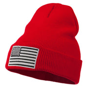 Silver American Flag Embroidered Beanie