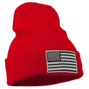 Silver American Flag Embroidered Beanie