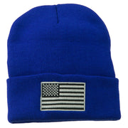 Silver American Flag Embroidered Beanie