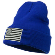 Silver American Flag Embroidered Beanie