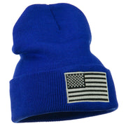 Silver American Flag Embroidered Beanie