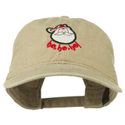 Santa's Face Ho Ho Ho Embroidered Washed Dyed Cap