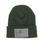 Silver American Flag Embroidered Beanie