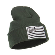 Silver American Flag Embroidered Beanie