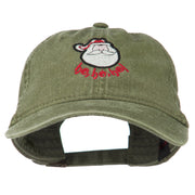 Santa's Face Ho Ho Ho Embroidered Washed Dyed Cap