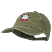 Santa's Face Ho Ho Ho Embroidered Washed Dyed Cap